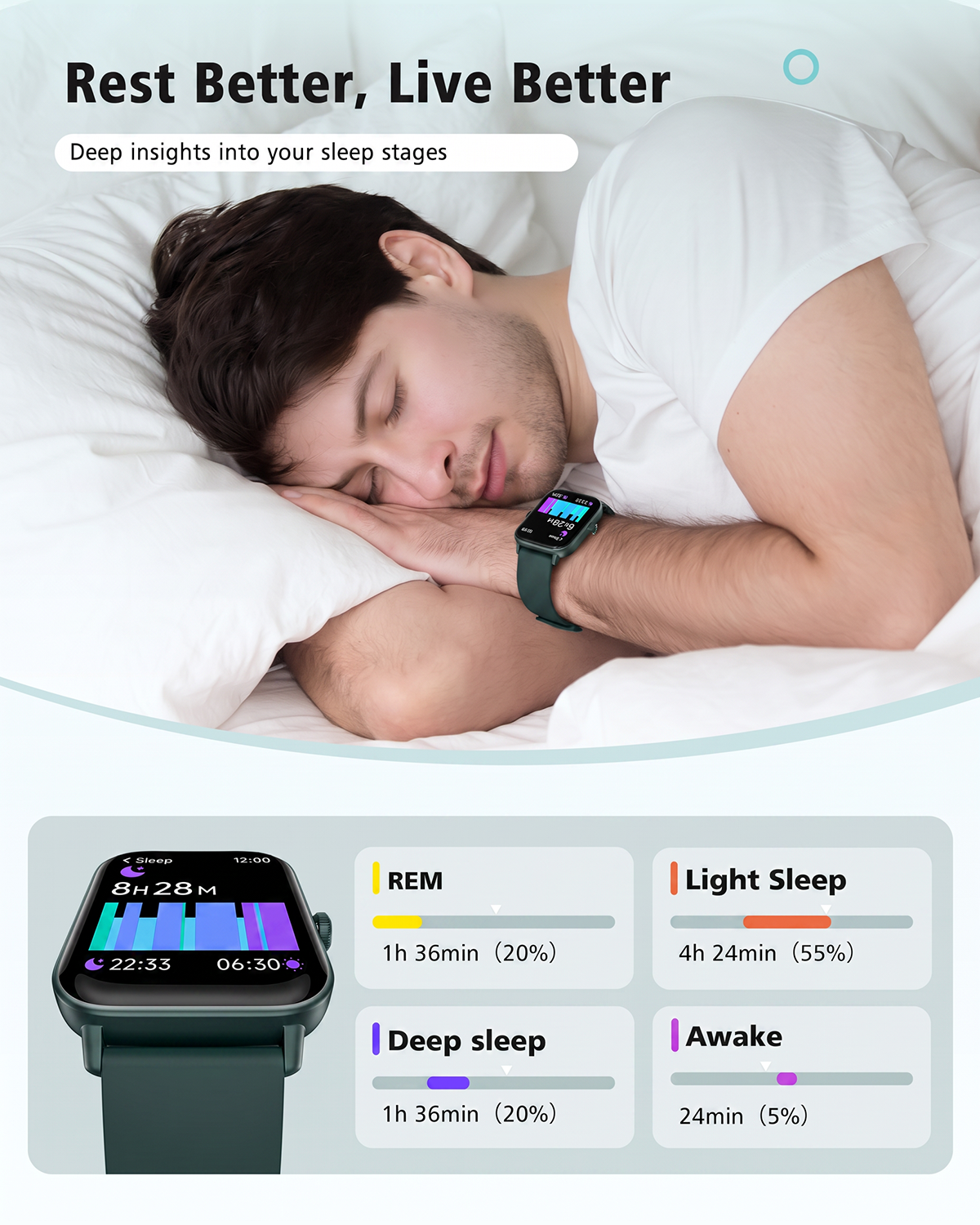 ACHOICE 1.85" Smart Watch for Men Women, Fits for Android and iPhone, Fitness Tracker, Smartwatch with Alexa Built-in, 100+ Sport Modes, Bluetooth Calls/Answer, IP68 Waterproof, for Gift Deep Green