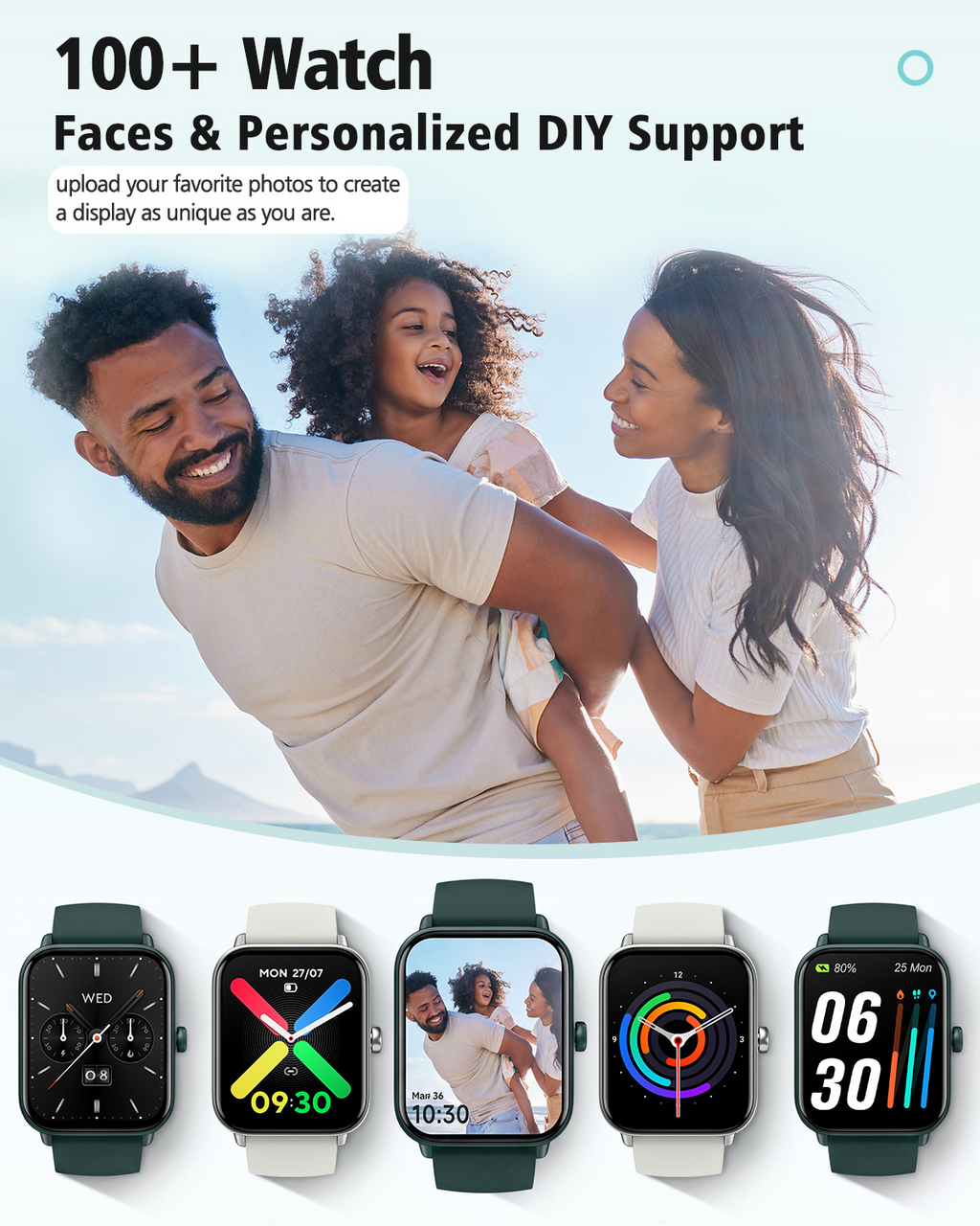 ACHOICE 1.85"HD Smart Watch for Men Women, Fits for Android and iPhone, 120+ Sports Mode Fitness Tracker, Smartwatch with Bluetooth Call/Answer, Alexa Built-in, IP68 Waterproof, for Gift Deep Green