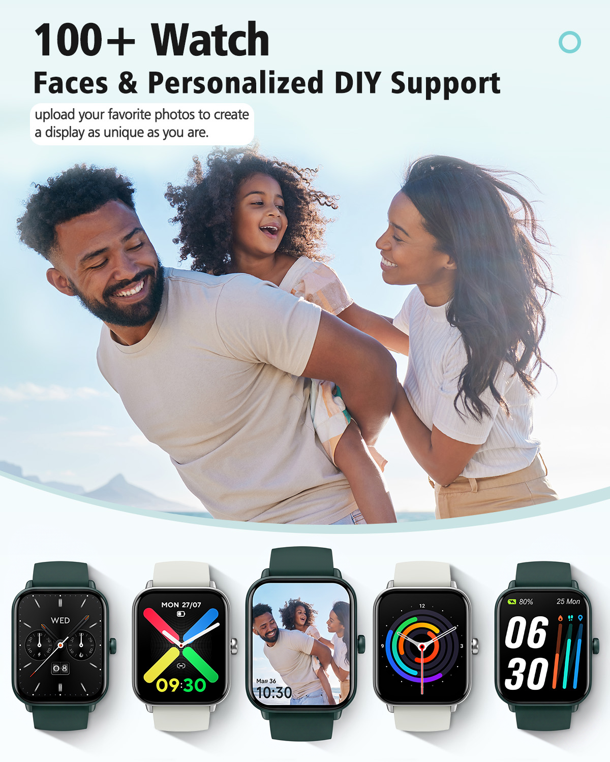 ACHOICE 1.85"HD Smart Watch for Men Women, Fits for Android and iPhone, 120+ Sports Mode Fitness Tracker, Smartwatch with Bluetooth Call/Answer, Alexa Built-in, IP68 Waterproof, for Gift Deep Green
