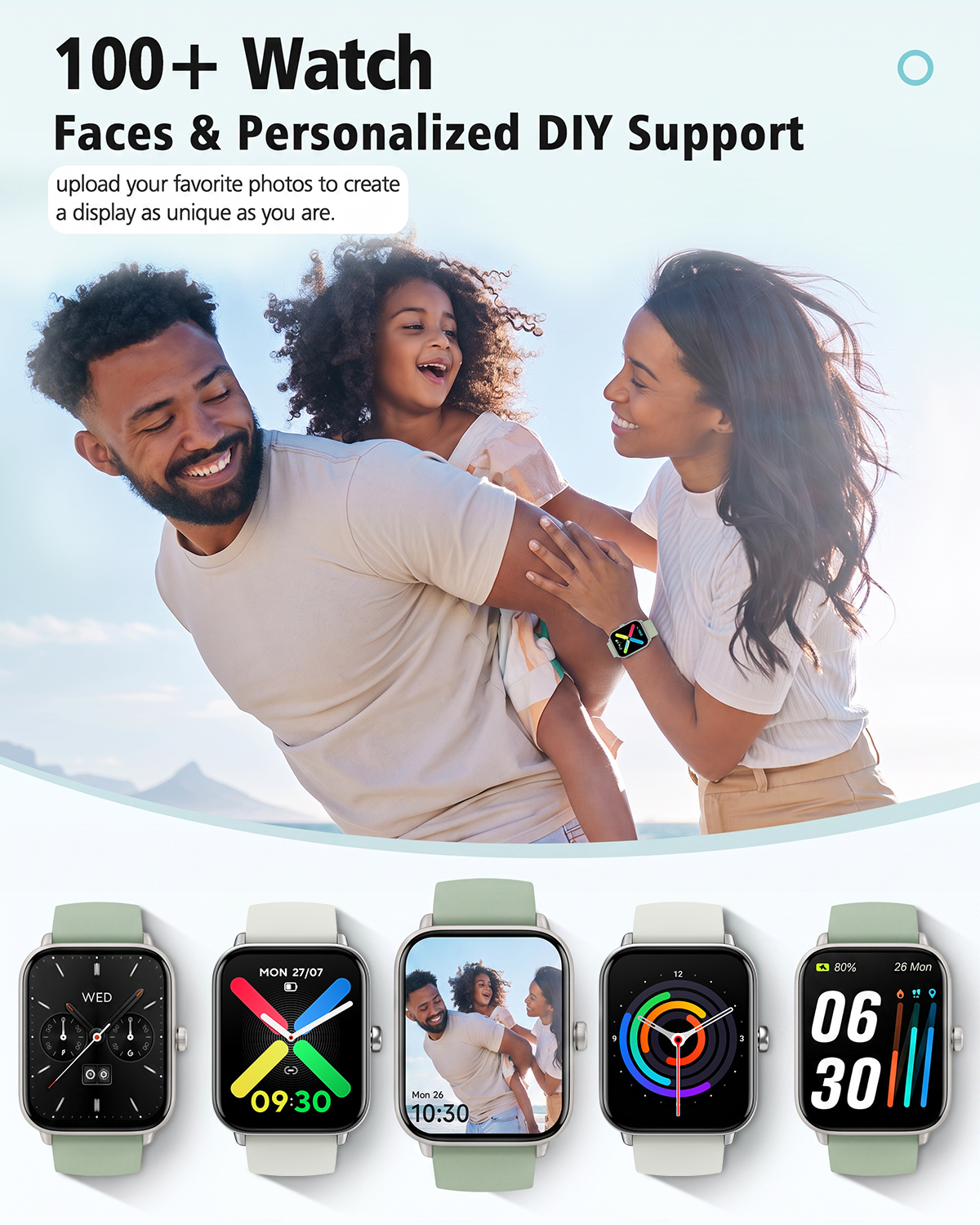 ACHOICE 1.85"HD Smart Watch for Women Men, Fits for Android and iPhone, 120+ Sports Mode Fitness Tracker, Smartwatch with Bluetooth Call/Answer, Alexa Built-in, IP68 Waterproof, for Gift Green