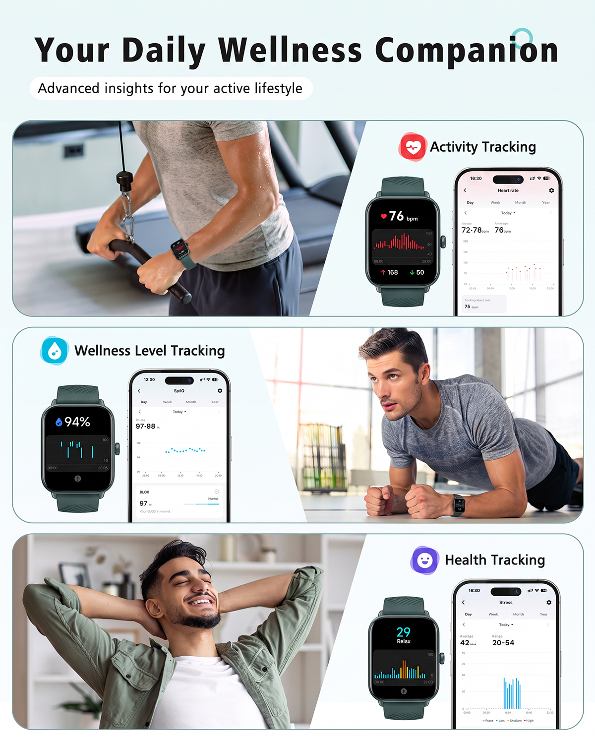 ACHOICE 1.85" Smart Watch for Men Women, Fits for Android and iPhone, Fitness Tracker, Smartwatch with Alexa Built-in, 100+ Sport Modes, Bluetooth Calls/Answer, IP68 Waterproof, for Gift Deep Green