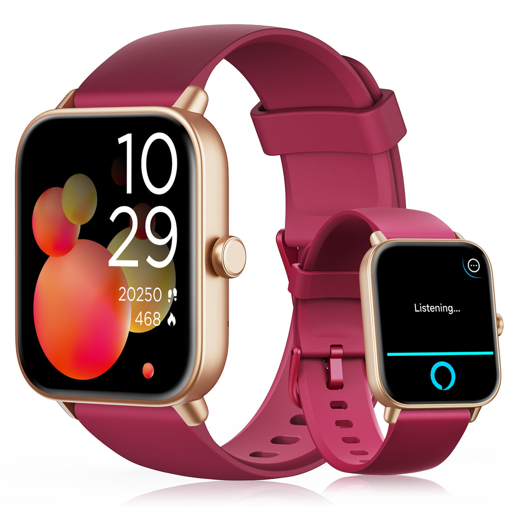 ACHOICE 1.85"HD Smart Watch for Women Men, Fits for Android and iPhone, 120+ Sports Mode Fitness Tracker, Smartwatch with Bluetooth Call/Answer, Alexa Built-in, IP68 Waterproof, for Gift Red