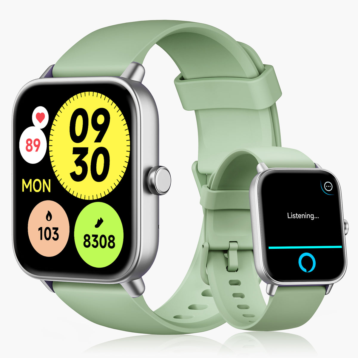 ACHOICE 1.85"HD Smart Watch for Women Men, Fits for Android and iPhone, 120+ Sports Mode Fitness Tracker, Smartwatch with Bluetooth Call/Answer, Alexa Built-in, IP68 Waterproof, for Gift Green