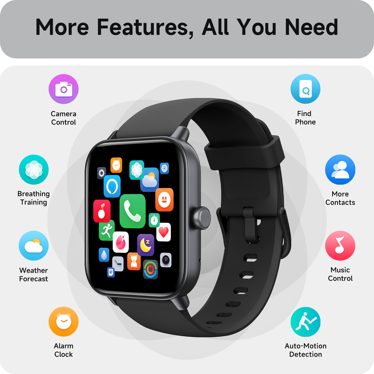 ACHOICE 1.85"HD Smart Watch for Men Women, Fits for Android and iPhone, 120+ Sports Mode Fitness Tracker, Smartwatch with Bluetooth Call/Answer, Alexa Built-in, IP68 Waterproof, for Gift Black