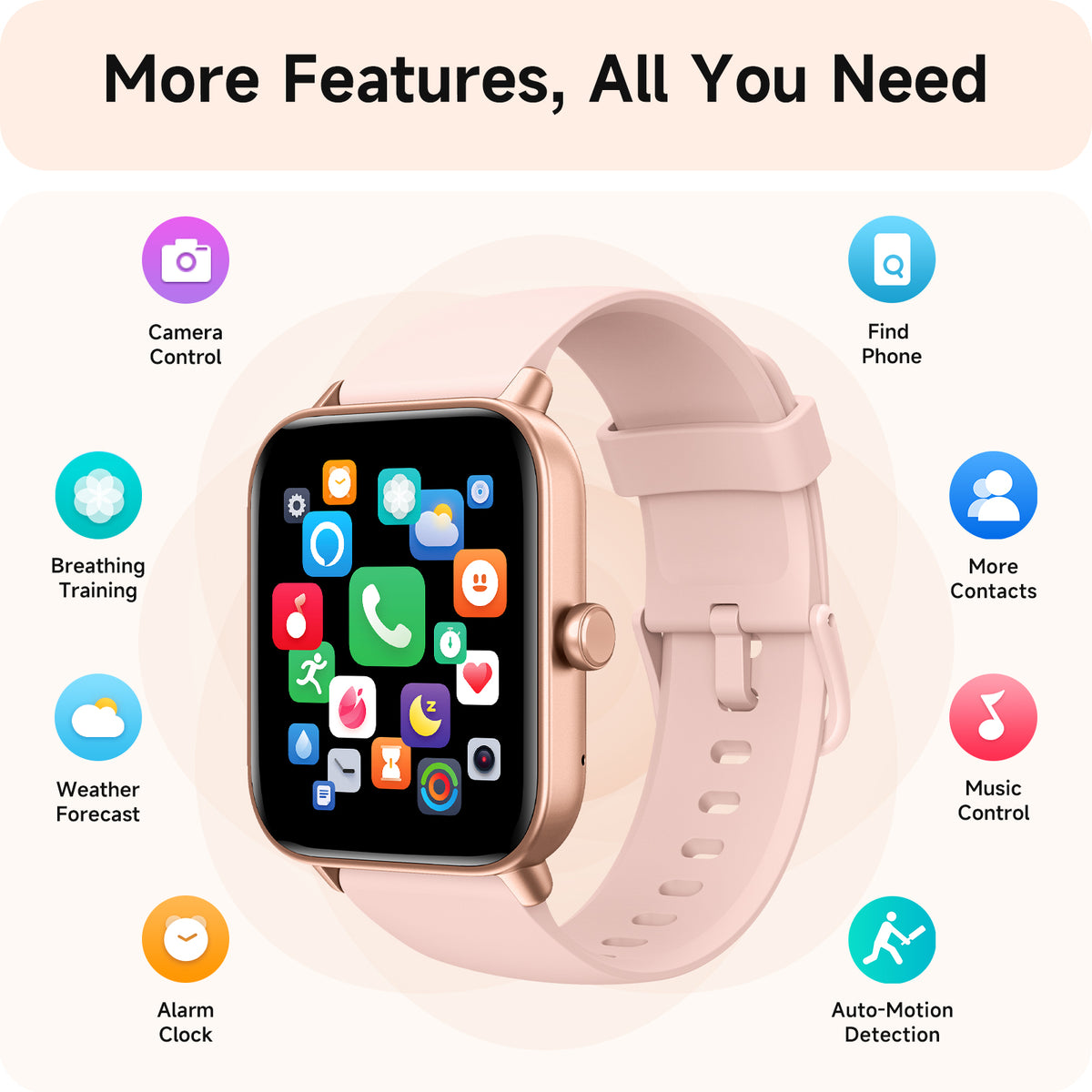 ACHOICE 1.85"HD Smart Watch for Women Men, Fits for Android and iPhone, 120+ Sports Mode Fitness Tracker, Smartwatch with Bluetooth Call/Answer, Alexa Built-in, IP68 Waterproof, for Gift Pink