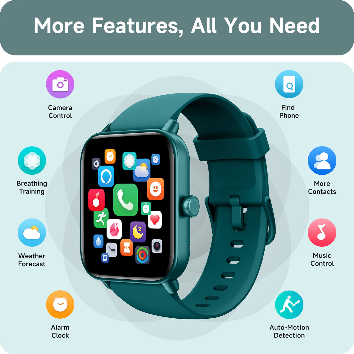 ACHOICE 1.85"HD Smart Watch for Men Women, Fits for Android and iPhone, 120+ Sports Mode Fitness Tracker, Smartwatch with Bluetooth Call/Answer, Alexa Built-in, IP68 Waterproof, for Gift Deep Green