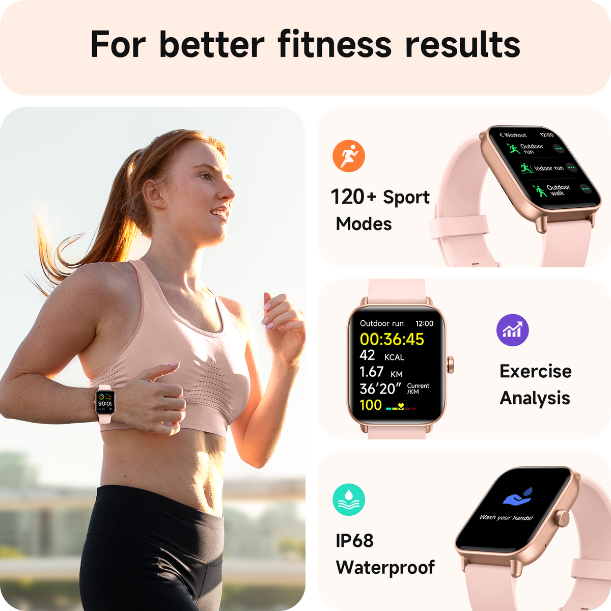 ACHOICE 1.85"HD Smart Watch for Women Men, Fits for Android and iPhone, 120+ Sports Mode Fitness Tracker, Smartwatch with Bluetooth Call/Answer, Alexa Built-in, IP68 Waterproof, for Gift Pink